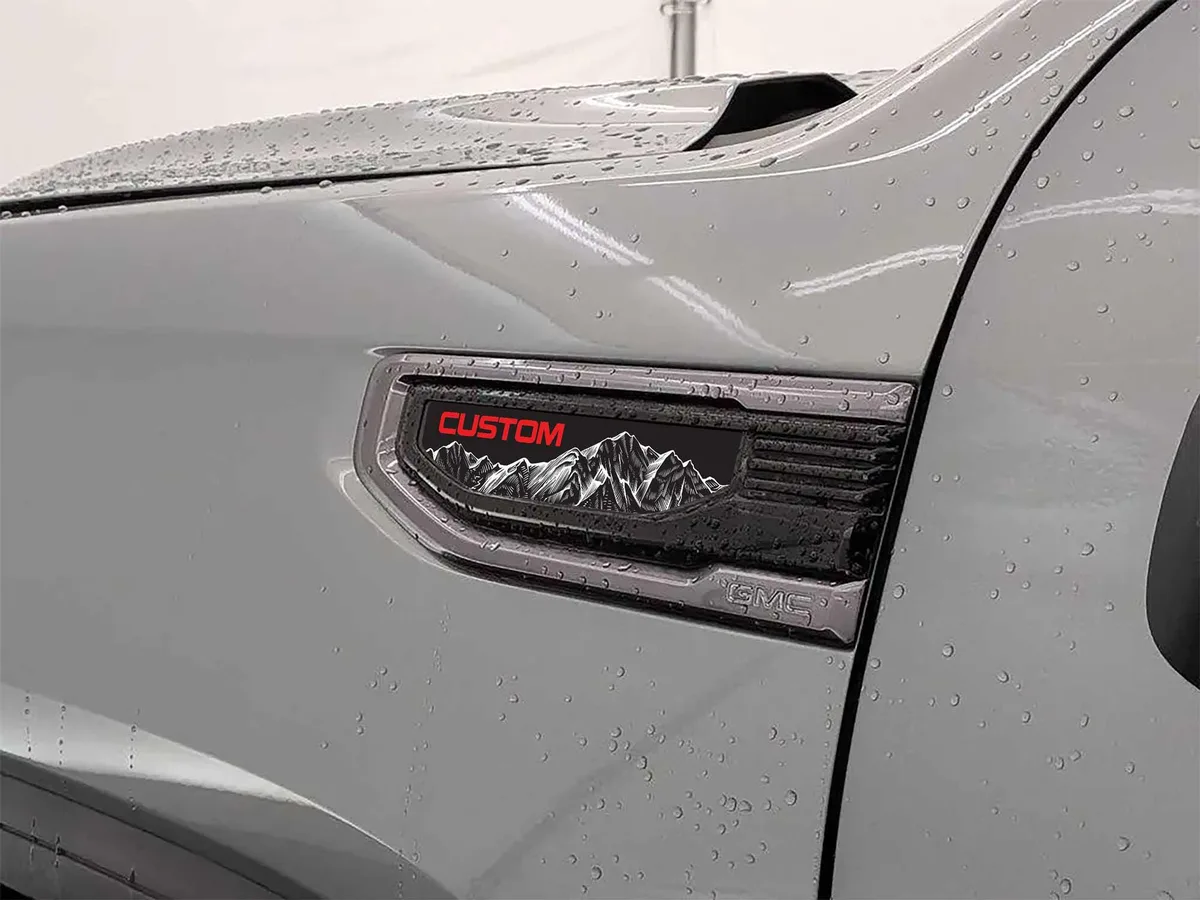 2020-2026 GMC Sierra 1500 Mountain Landscape Fender Emblem Overlay Pair