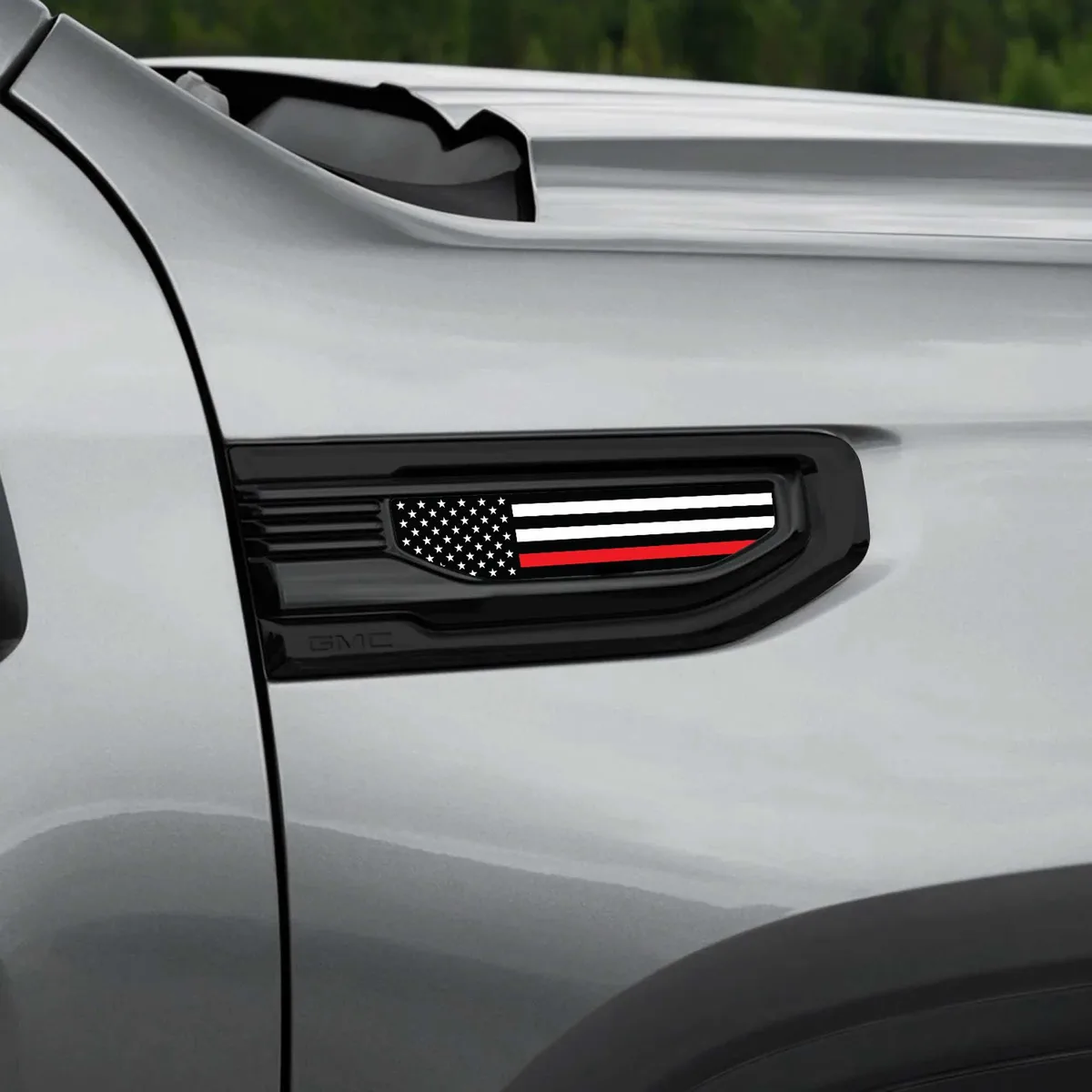 American Flag GMC Sierra Fender Vent Emblem Overlay Pair